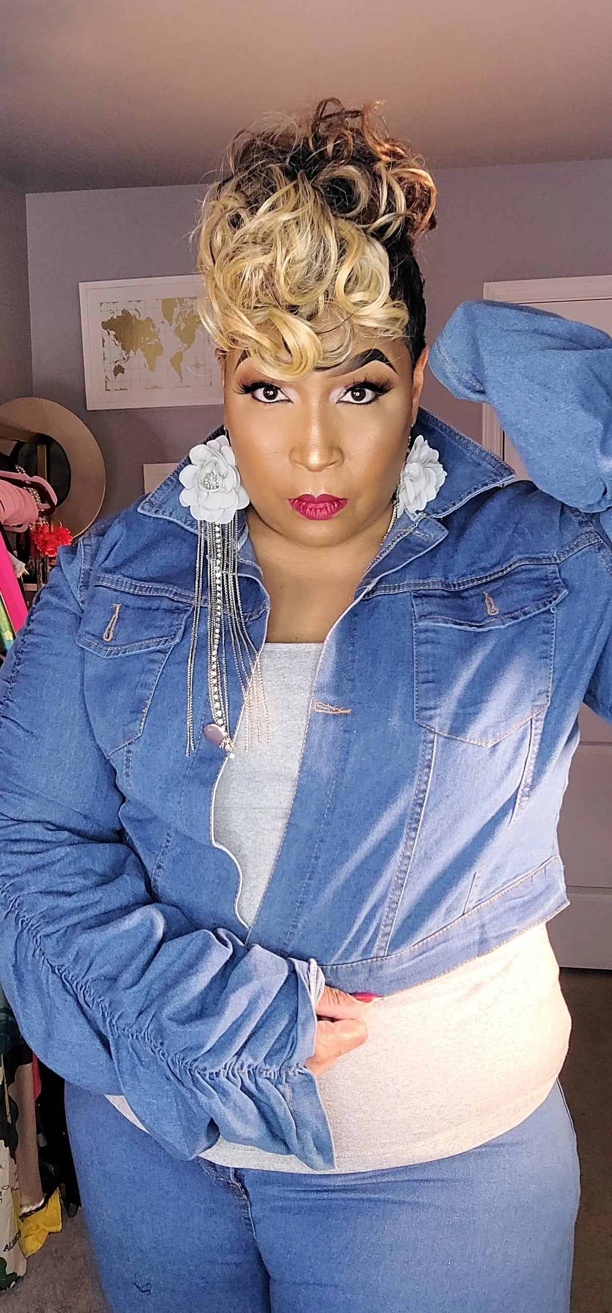 Ruched Denim Jacket - Mourimani Beauty & Accessories