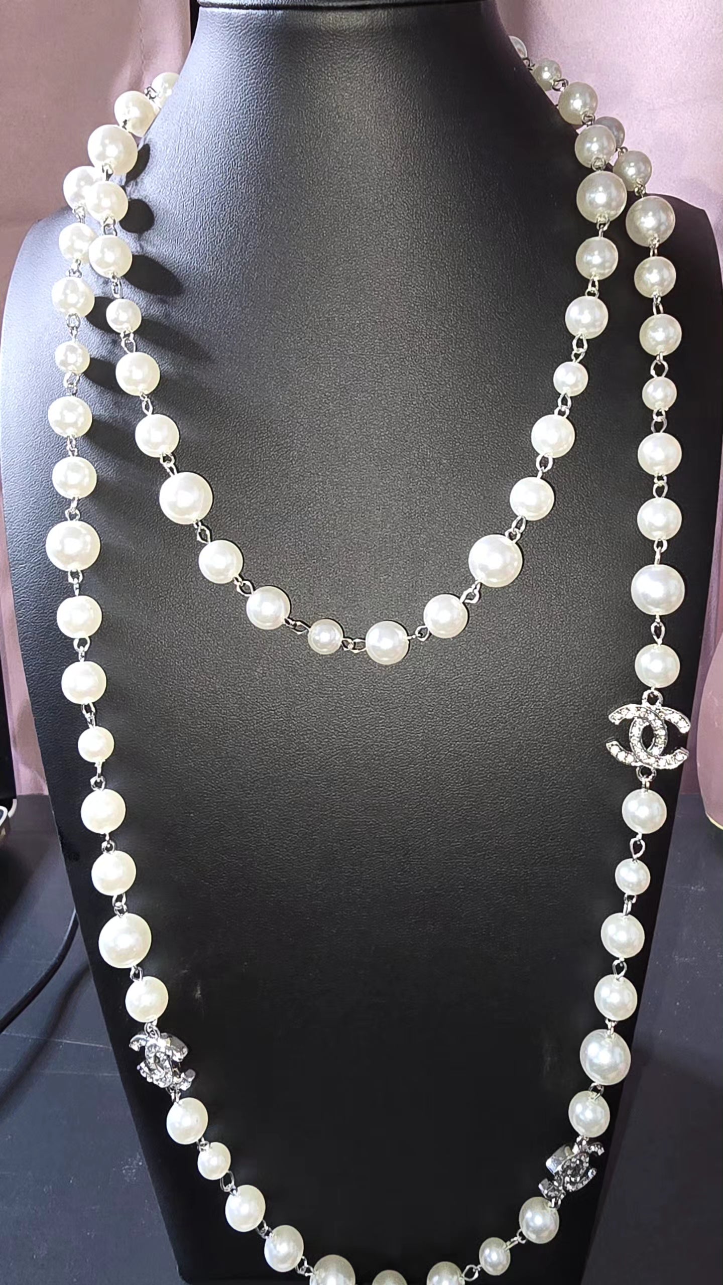 Double strand pearls Silver - Mourimani Beauty & Accessories