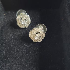 Silver bling Rose Stud Earrings