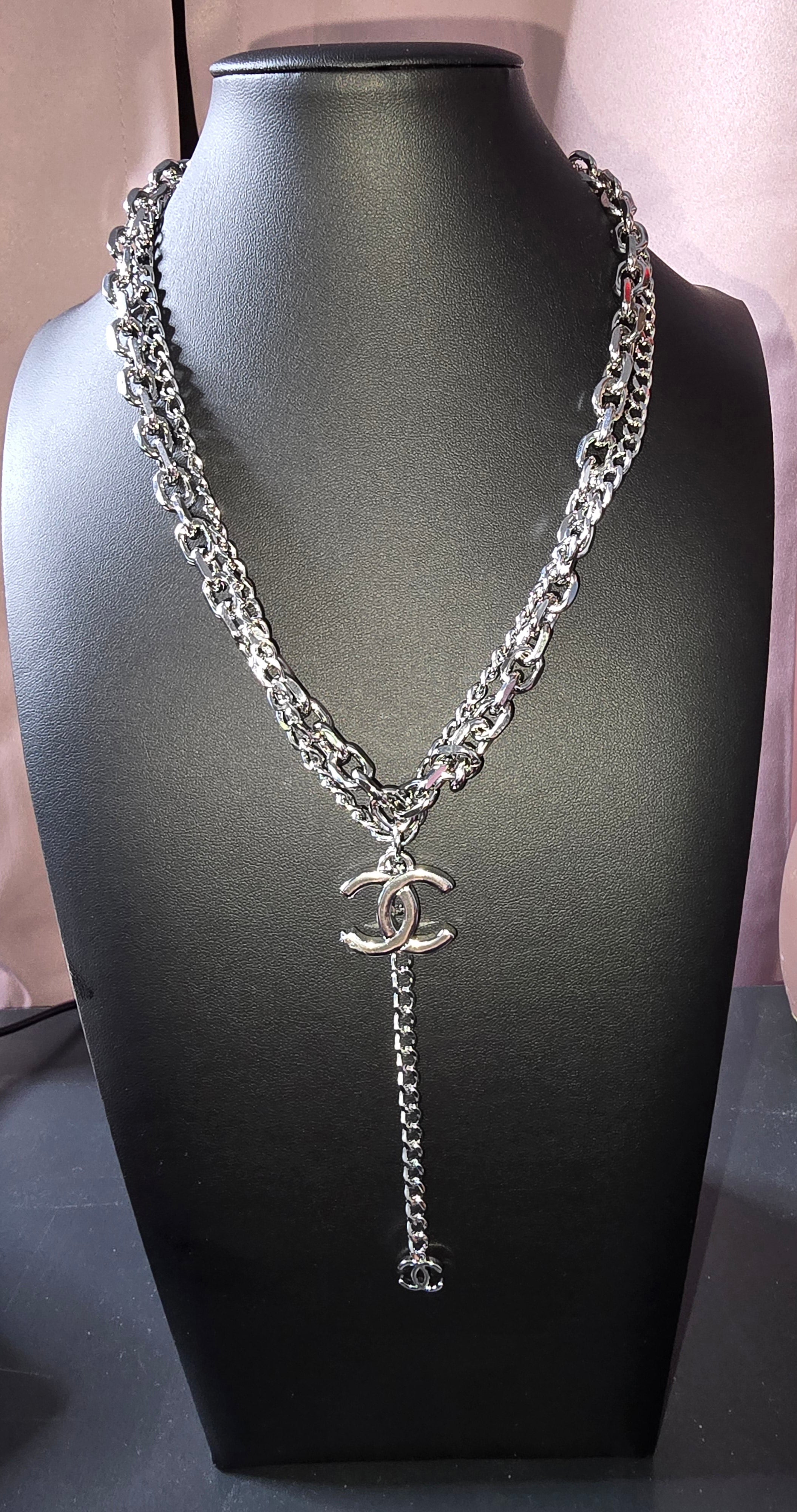 Silver CC Tassle Necklace