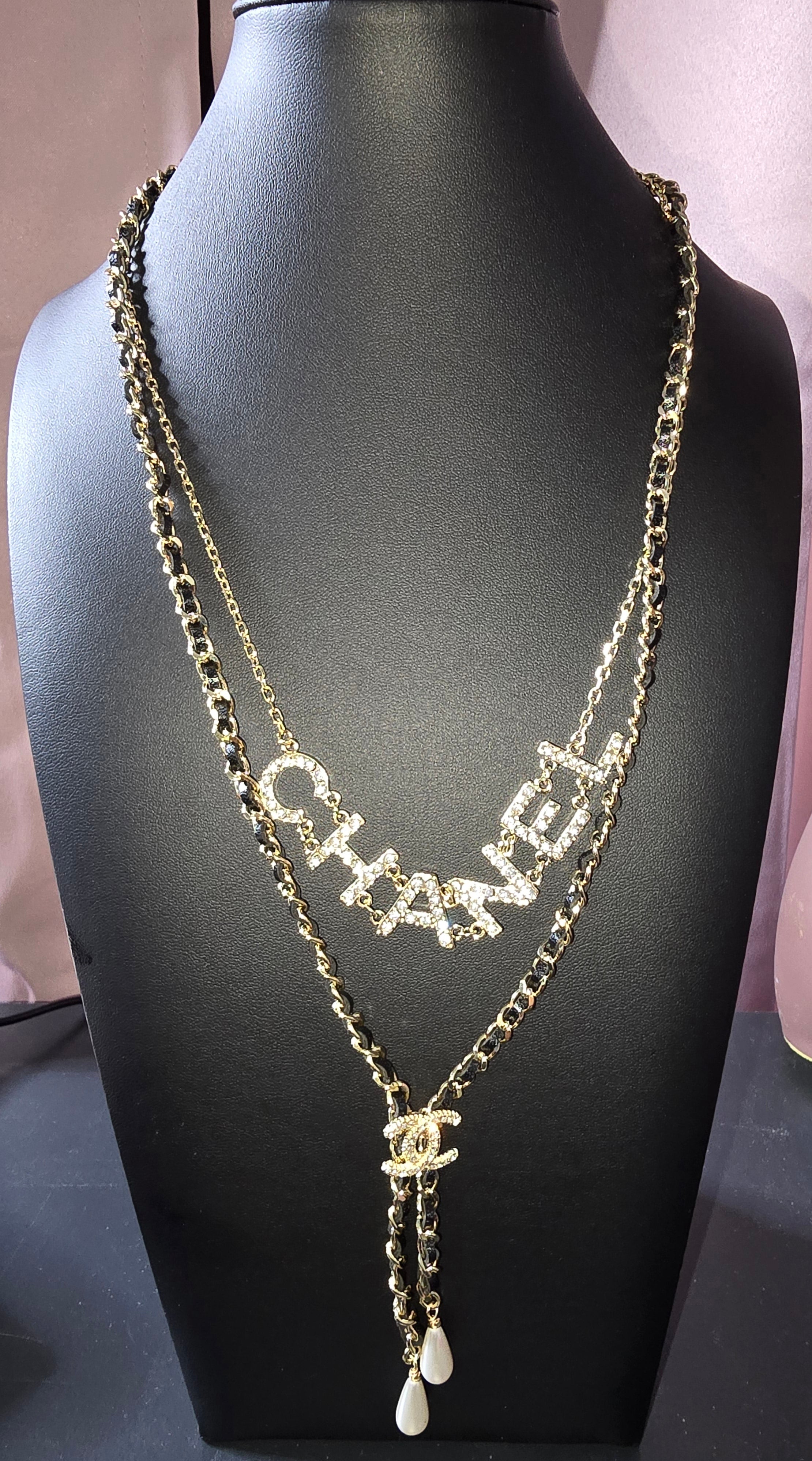 Gold leather combo necklace